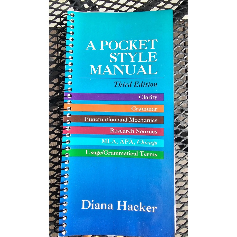 A Pocket Style Manual 3rd Edition Diana Hacker Spiral Bound Writing Guide MLA